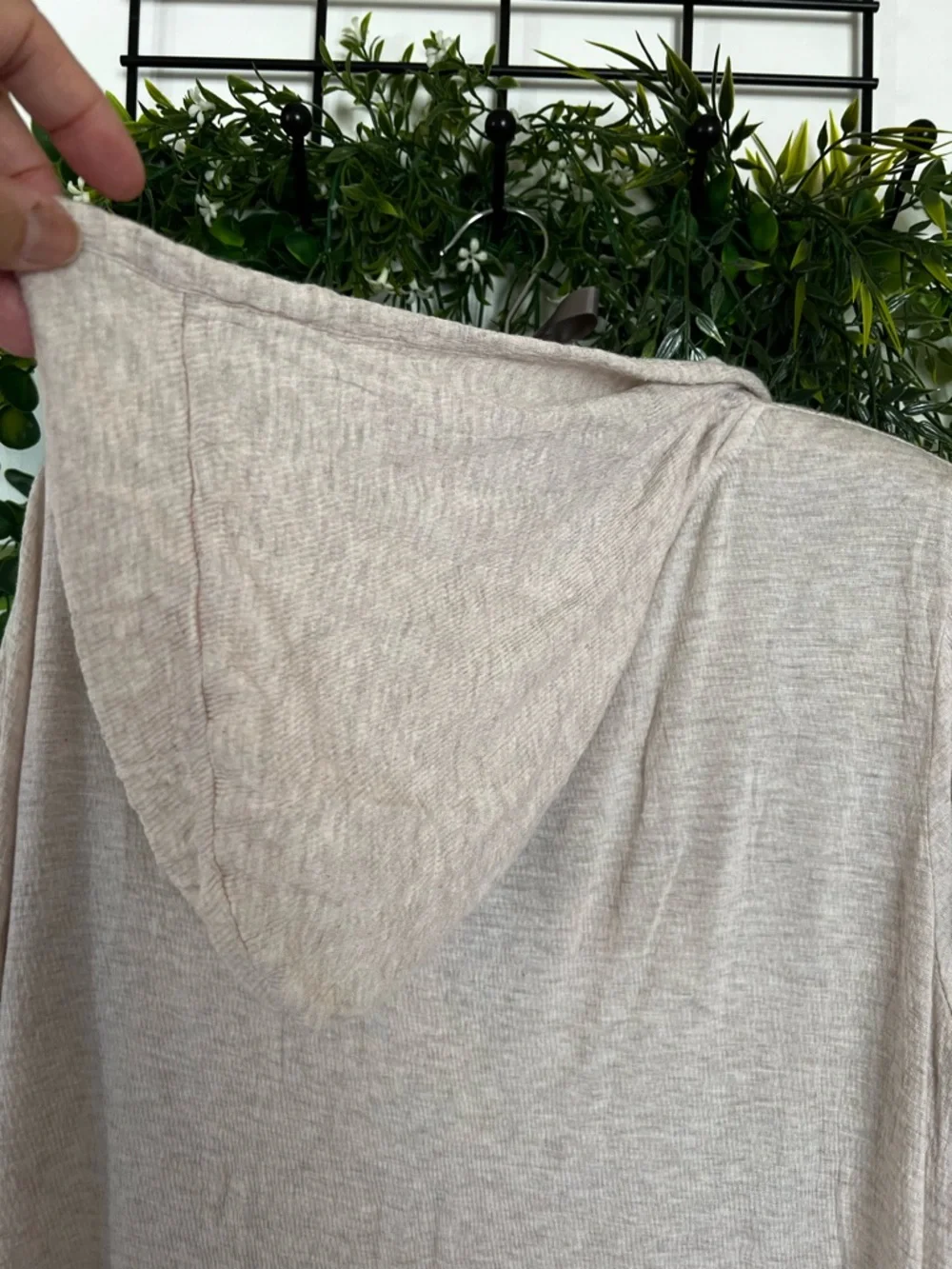 Light Taupe Button-Front Long Hooded Cardigan - Picture 6 of 8